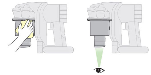 diagram showing how to check shroud and fine dust collector
