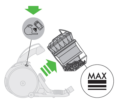diagram showing how to remove the bin and cyclone