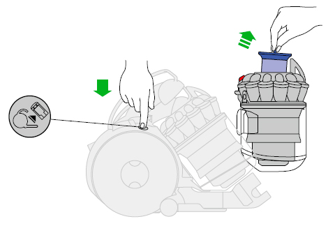diagram showing how to remove filter A