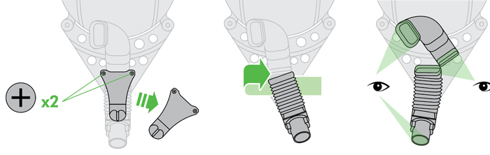 diagram showing how to remove the inspection hose